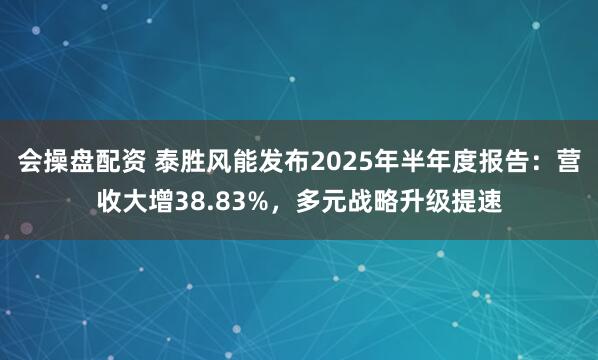 会操盘配资 泰胜风能发布2025年半年度报告：营收大增38.83%，多元战略升级提速